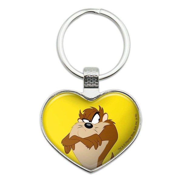 Looney Tunes Taz Keychain Heart Love Metal Key Chain Ring
