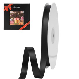 LIUYAXI Black Stain Ribbon, 1/2" X Continuous 50 Yards, Double Faced Fabric Ribbon Perfect for Gift Wrapping Wedding Christmas Birthday Floral Arrangement Craft