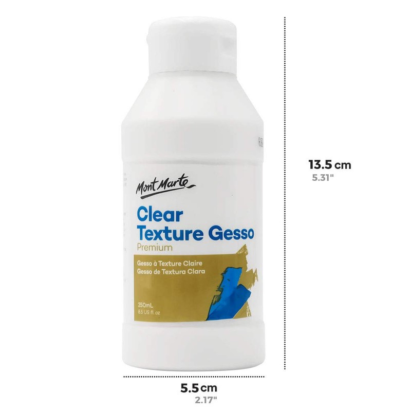 Mont Marte Premium Clear Texture Gesso 8.4oz (250ml), Suitable for