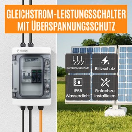 PJERJZN Solar Combination Device (1-in-1-Out/2-in-2-Out/4-in-4-Out) with 1000V DC 40A LS Switch & 20-40KA SPD, IP65 Waterproof Housing (PC + ABS) for Motorhomes/Roof/Island Systems (1-in-1-Out)