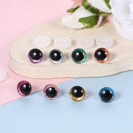 20 PCS 16mm Safety Eyes for Crocheting, Colored Safety Eyes for Amigurumi with Washers Plastic Glitter Craft Crochet Eye Stuffed Animal Eye for Crochet DIY Puppet Plush Stuffed Animals Doll Making