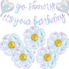 Iridescent Foil Flower Balloons, Holographic Heart Balloons with Iridescent Go Shawty It's Your Birthday Banner for Birthday Baby Shower Bride Shower Wedding Mother's Day Party Decorations Supplie
