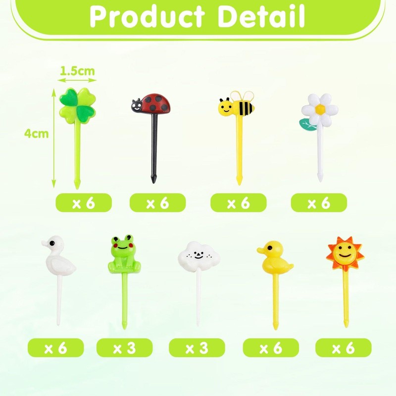 GDFHBD 48 Pieces Mini Plastic Fruit Signs, Cute Cartoon Animals,