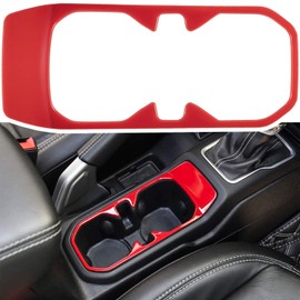 Bonbo Inner Front Water Cup Holder Trim Cover ABS Interior Accessories Cup Holder Cover Frame Trim for Jeep Wrangler JL JLU JT 2018-2022 (Red)