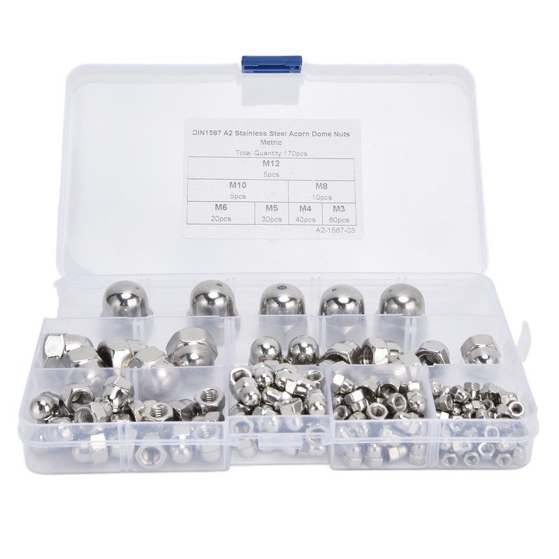 170Pcs Acorn Nuts Dome Head 304 Stainless Steel Caps Nut