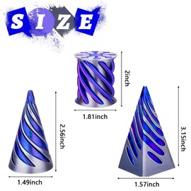 3D Printed Impossible Cone Fidget Toy 3 Pack Spiral Cone Illusion Toys for Adults, Cool Anxiety Relief Fidgets, Mini Vortex Passthrough Pyramid, Desktop Decoration & Stress Relief Gifts