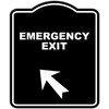 EMERGENCY EXIT Black Sign Arrow Up Left Aluminum Composite Sign