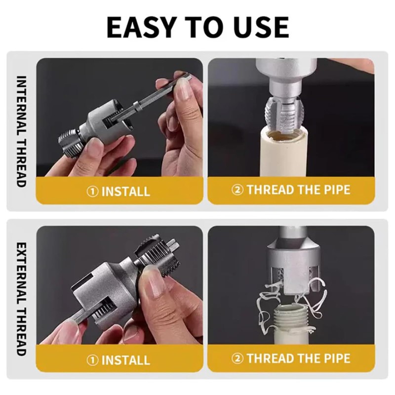 Pipe Threading Tool, Internal and External Threading Tool Set, 1/2