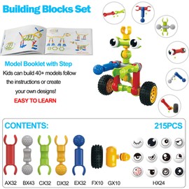 Afomida 215 PCS Creative Building Blocks Playset Toy - Featuring Storage, Includes Dinosaur, Robot, Car, Spider, Dog Figure, Learning Toy for Kids, Birthdays Gift for Kids, Boys and Girls Ages 6+