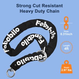 Febabilo Bike Locks Heavy Duty Anti Theft,4 Digit Combination Ebike u Lock with Cut-Proof Security 4FT x 8mm Chain,Combo Large U Shape Lock for Motorcycle,Scooter,Bicycle,Electric,Moped