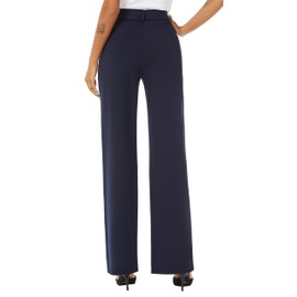 iChosy Womens High Waist Wide Straight Leg Trousers Casual Slacks Dress Pants with Pockets Navy 16 ExtraTall