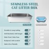 IKITCHEN Stainless Steel Cat Litter Box, Large Metal Litter Pan