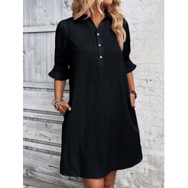 FENSACE Summer Dresses for Women 2025 Navy Blue Shirt Casual Sundresses Women's Wear to Work Dresses