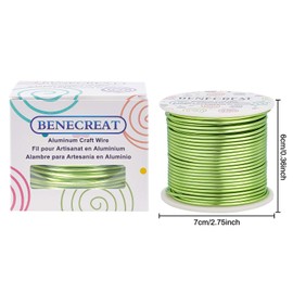 BENECREAT 12 Gauge 100FT Tarnish Resistant Jewelry Craft Wire Bendable Aluminum Sculpting Metal Wire for Jewelry Craft Beading Work, Yellow Green