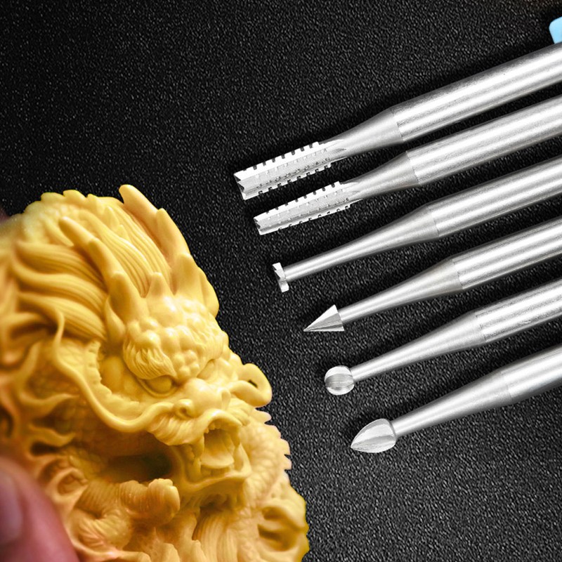 6Pcs/Set 2.35mm Handle Tungsten Steel Milling Cutter Carving Knife Engraving