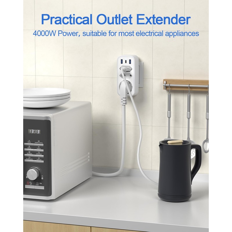 6 in 1 Multiple Socket Adapter, STGAROT Triple Multiple Plug