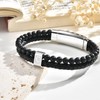 FLHEART Initial Black Leather Bracelet for Men, A-Z Letters Agate
