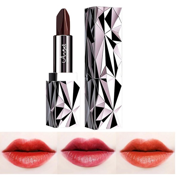 Gevlonecirly Lipstick Matte Lipstick, 3 Colors, Color-Sensational, Non-Fading, Natural Makeup, Moisturizing, Mask Makeup, Black Diamond Outer Shell, Present, 0.1 oz (3.8 g)