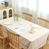 Dremisland Beige Table Cloth Rectangular Cotton Linen Tablecloths Washable Embroidery