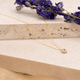 Carissima Gold Women's 9 ct Yellow Gold 6 mm Round Cubic Zirconia Pendant on 9 ct Yellow Gold 0.4 mm Diamond Cut Adjustable Curb Chain Necklace of Length 41 cm/16 Inch-46 cm/18 Inch