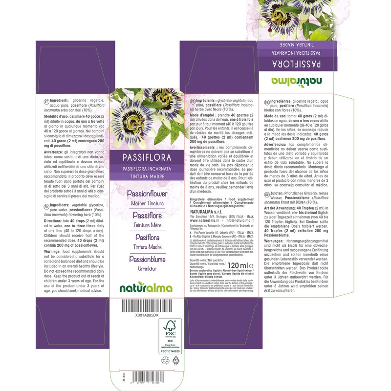 Passionflower (Passiflora incarnata) herb with Flowers Alcohol-Free Mother Tincture Naturalma