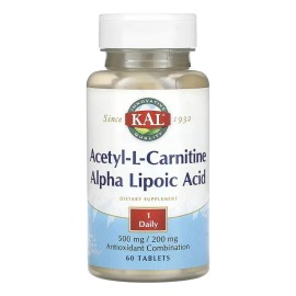 Kal Acetil-l-carnitina Y Ácido Alfa Lipoico 60 Tabletas Sabor Sin Sabor