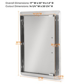 Stanbroil Outdoor Kitchen Doors 17" W x 23" H, Single BBQ Access Door Wood Grain Vertical Door for BBQ Island, Grill Station, Outdoor Cabinet