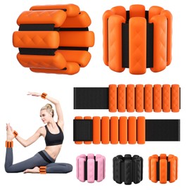 Wrist & Ankle Weights for Women, Wearable Strong Arm & Leg Weights Set of 2(1Lbs Each), Adjustable Ankle Weights for Walking, Yoga, Dance, Barre,Gym,Exercise,Pilates,Walking Running (orange)