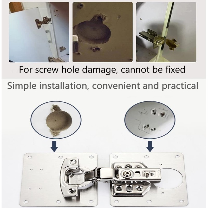 2 Pcs Hinges Repair Plate, Stainless Steel Hinges Repair Brackets