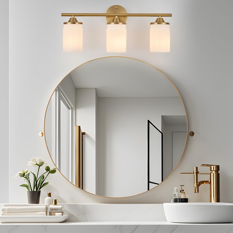 Jonsi Gold Bathroom Light Fixtures 3-Light Vanity Lights Modern Wall