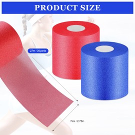 2 Rolls Prewrap Athletic Tape Foam Underwrap Tape Sports Foam Underwrap Bandage for Hair Wrists Elbows Knees Ankles, 2.75 Inches x 30 Yards(Rose Red, Blue)
