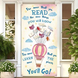 Buxiuer Buxiuer The More That You Read The More Things You Will Know Door Cover Read Across America Inspirational Quote Educational Reading Artwork for School Classroom Library Door Decoration