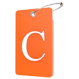 Gostwo 2 Pack Luggage Tags for Suitcases, 26 Initial Letter Travel Luggage Baggage Identification Labels ID Tag Fully Bendable Tags with Stainless Steel Loop (Orange) (Letter C)