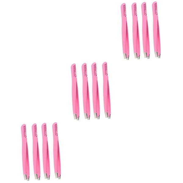 Healeved 12pcs Stainless Steel Eyebrow Tweezers Comb for Precise Hair