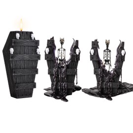 Skull Candle R.I.P. Coffin Skeleton Candles 7x5 Inches Burns 12 Hours! Spooky Decorations & Decor - Skull & Bones Goth - Spooky Horror Gift Gothic Vintage Gift Trick Or Treat Skull Farmhouse