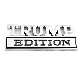 CARRUN Trump Edition Emblem Car Side Rear Front Hood Trunk Door Fender Bumper Metal Badge 3D Decal Sticker Fit for F-150 F250 F350 Silverdo 1500 2500 Sierra GMC Chevy Truck SUV (Silver Black) (CR-TP)