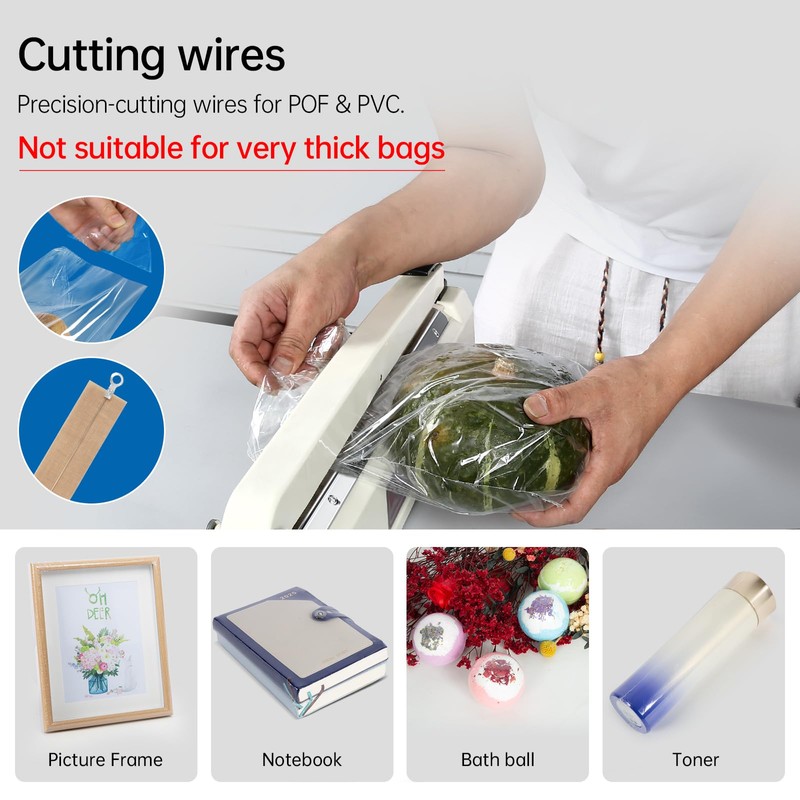 R-PACK Impulse Heat Sealer with Hot Cutting Wire, Heavy-Duty Bag