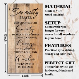 HALUOSI Serenity Prayer Wooden Decor Sign, God Grant Me The Serenity Wall Decor Sign, Hanging Printed Wooden Plaque Decor, Rustic Family Signs for Home Decor, Christian Gift 12x 6inch (A4)