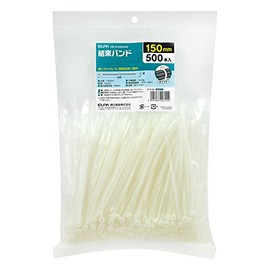 ELPA KBF-N150500(WH) Cable Ties 5.9 inches (150 mm), Tensile Strength, 40.9 lbs (18.2 kg), 500 Pieces, White