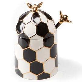 MACKENZIE-CHILDS Ceramic Queen Bee Honey Pot with Lid, Beehive Decor for Kitchen