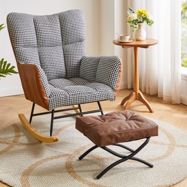 IBUYKE 11.8” H Folding Footrest Stool, Rectangle Small Foot Stool Accent Ottoman for Lazy Chair, Modern Portable Ottoman Foot Rest for Living Room Bedroom, Yellow-Brown WBD020Z