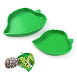 2 Pcs Leaf Reptile Food Water Bowl Plate Dish for Tortoise, Lizards, Young Bearded Dragons, Small Snakes, 2 Sizes