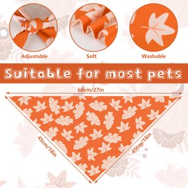 FYSUIMU 2Pcs Fall Dog Bandanas Pumpkin Maple Leaves Plaid Triangle Pet Scarf Adjustable Puppy Neckerchief Dog Bib for Autumn Thanksgiving Medium Large Cat Costume Accessories
