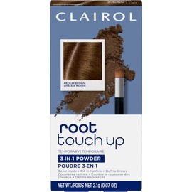 Clairol polvo ocultante temporal para retoques de raíces, Marrón medio, Paquete de 1