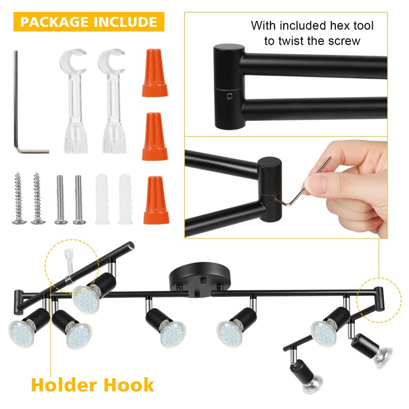 Unicozin LED 8 Light Track Lighting Kit, 54.13'' Black 8