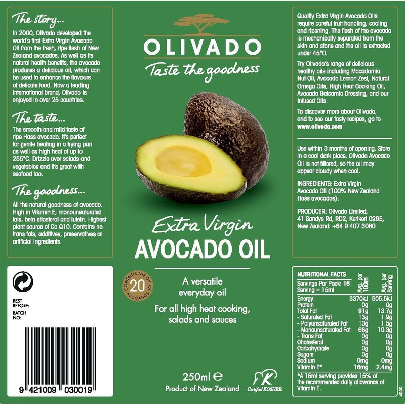 Olivado Extra Virgin C/P Avocado Oil 250ml