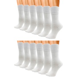 Winterlace Womens Soft Bamboo Rayon Viscose Dress Socks, 6 Pairs Trouser Socks Premium Thin Crew Socks Bulk Pack (White (12-Pairs))