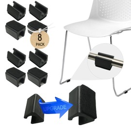 Rectangle U Shaped Chair Leg Tips Caps with Felt Pads,Furniture Feet Protectors Slide Smoothly Glides No Scratches No Noise Protect Hardwood Floors, Fit Diameter 12mm Metal Tubular Legs (Black 8PCS)