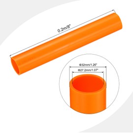 sourcing map PVC Rigid Tube Round Pipe Tubing Hardware Tubing 27.2mm ID 32mm OD 20cm/8" Length Orange High Impact for Water Pipe, Crafts