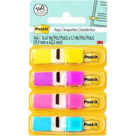 3M Post-it banderitas adhesivas colores brillantes de .47 x 1.7 in con 4 blocks, 35 banderitas c/u